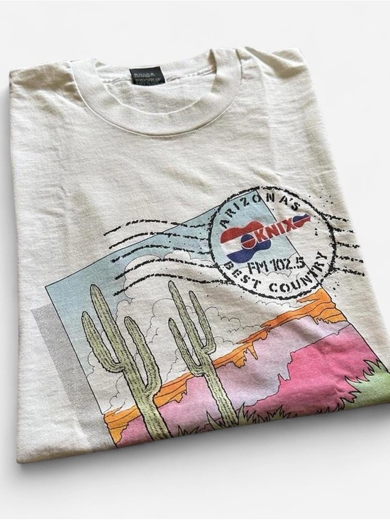 Screen Stars Other - Vintage Desert Graphic Tee with KNIX Radio Logo - White XL